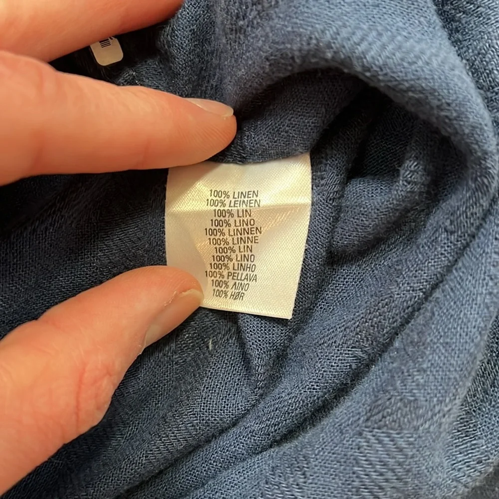 Burberry Blue Plaid 100% Linen Button Down - Picture 4 of 4